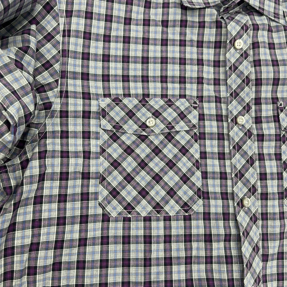 Banana Republic Purple Mens Plaid‎ Button Up Shirt Size Large 16-16 1/2